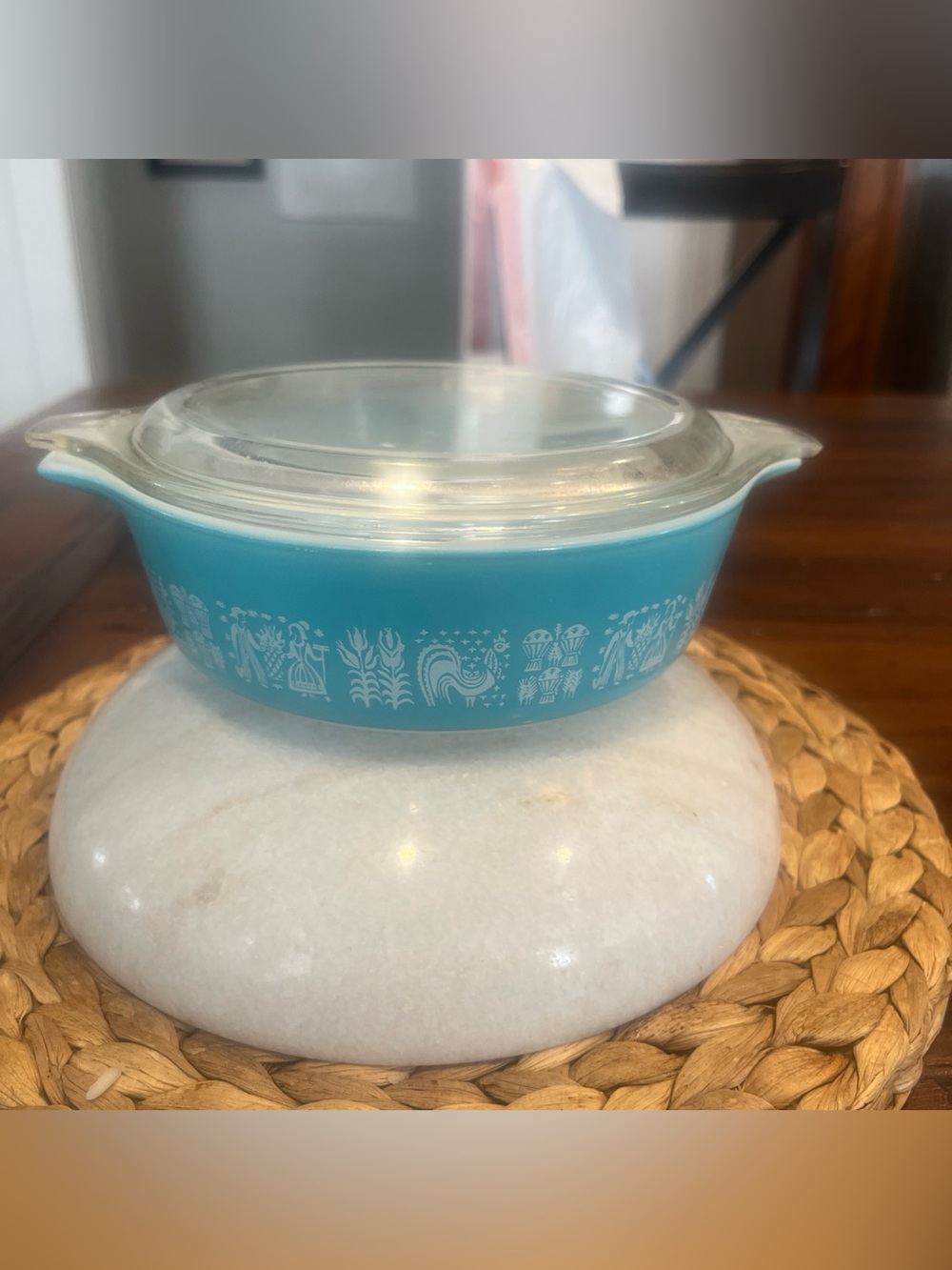 Pyrex Vintage teal  Amish  Covered Casserole Dish